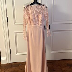 Eliza J Blush Long Sleeve Lace Dress